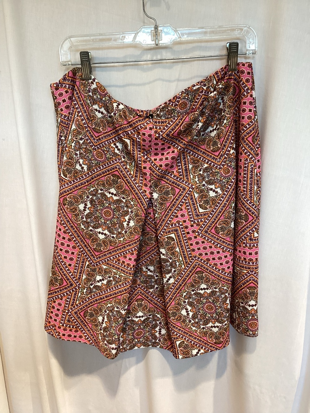 Soho Apparel Pink and Brown Paisley Print Skirt